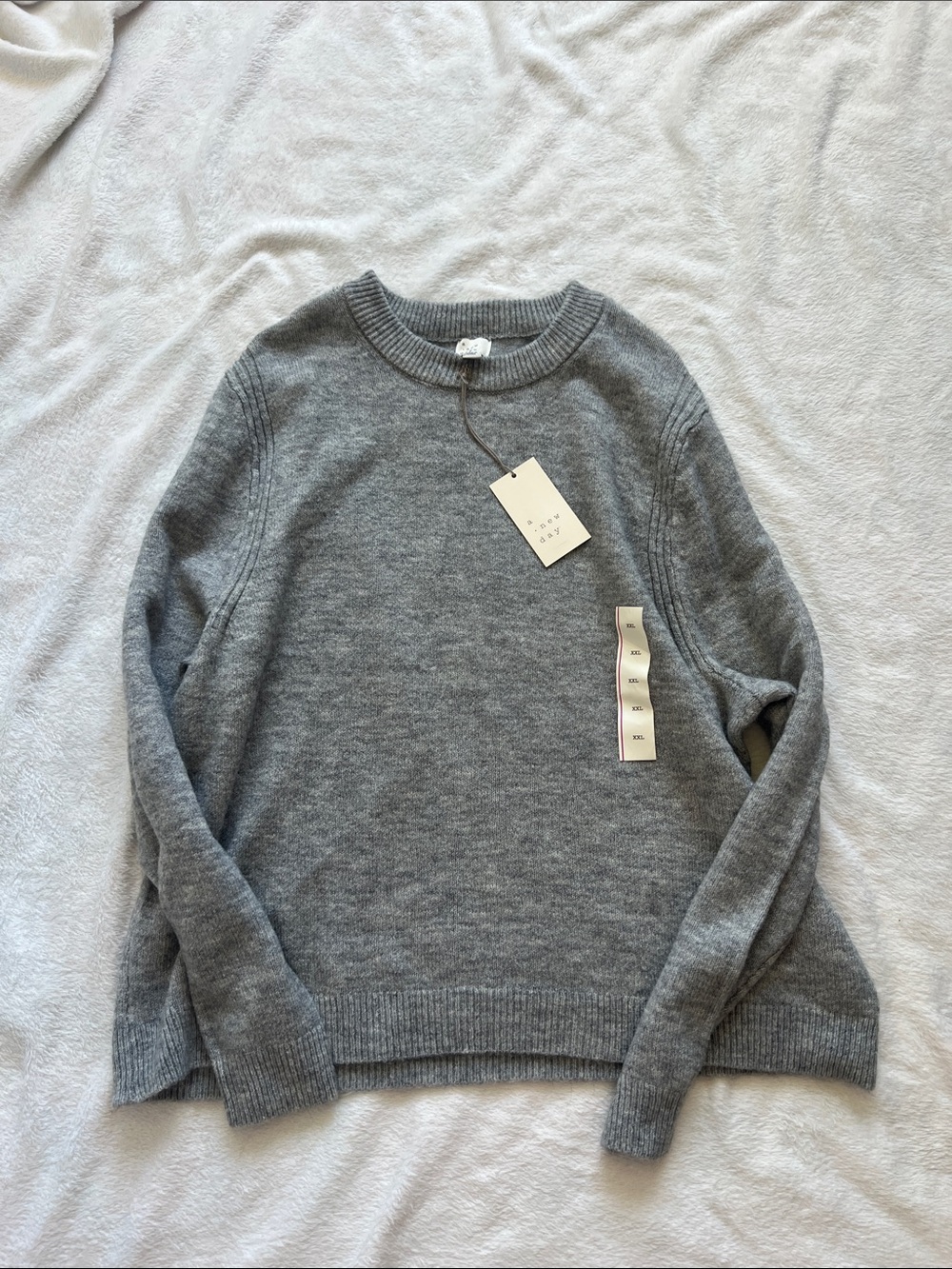 a new day Light Gray Ribbed Crewneck Sweater